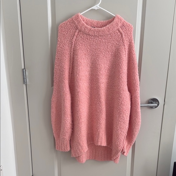 Free People Pink Chunky Knit Crew Neck Sweater - Picture 1 of 3
